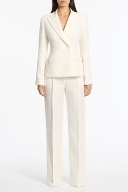 IVORY TENCEL LINEN TUCK PANT