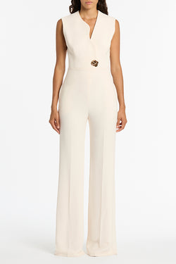 IVORY CREPE SCALLOPED JUMPSUIT