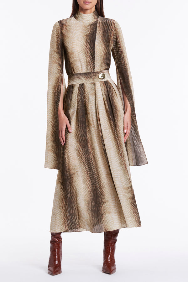 NUDE REPTILE SILKEN MAXI DRESS