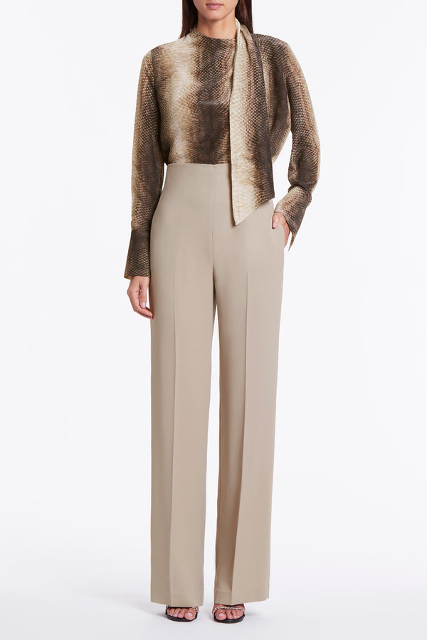 NUDE REPTILE SILKEN TIE NECK SHIRT