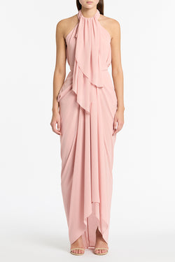 PEONY GEORGETTE RUFFLE HALTER TOP