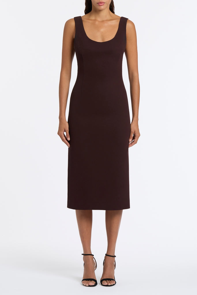 PLUM CREPE SCOOP NECK DRESS Carla Zampatti