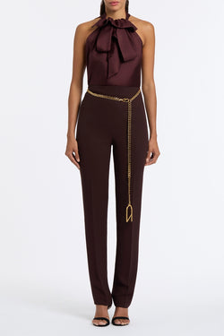 PORT SILK TWILL RUFFLE TOP