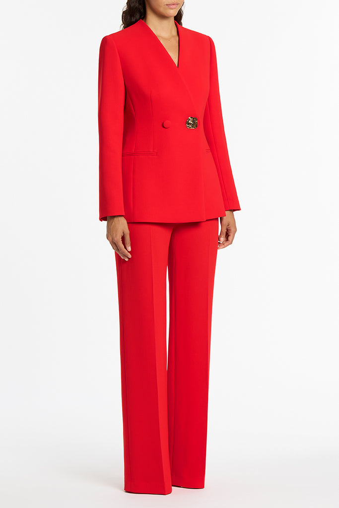 Red crepe blazer best sale