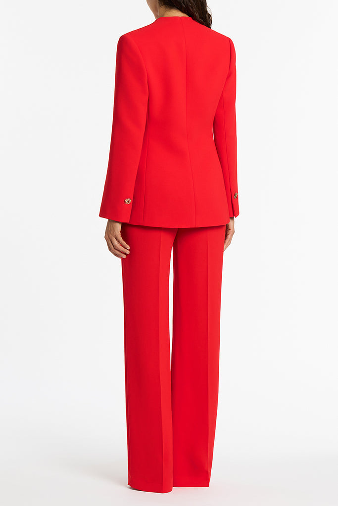 RED CREPE MERANO COLLARLESS BLAZER Carla Zampatti