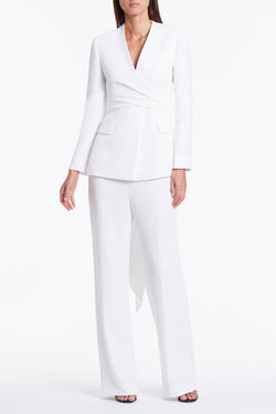 WHITE WRAPPED UP V-NECK JACKET