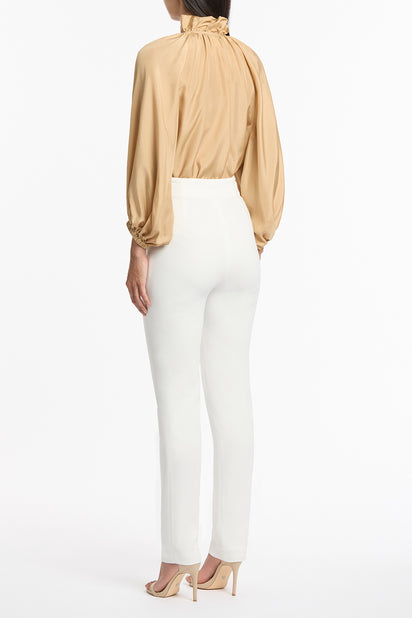 WHITE CREPE SLIM PANT