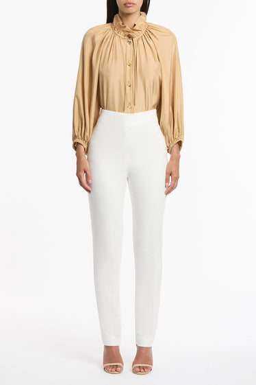 WHITE CREPE SLIM PANT
