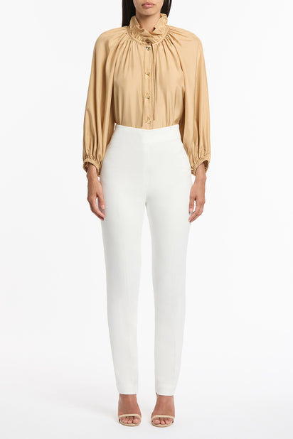 WHITE CREPE SLIM PANT