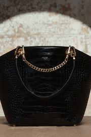 BLACK MEDIUM MILANO TOTE BAG