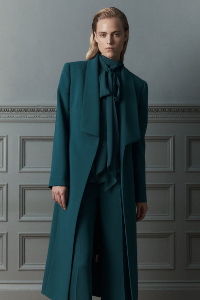 SERPENTINE CREPE SHAWL COLLAR COAT