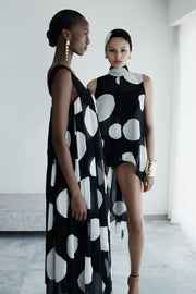 NOIR SPOT TUCK DETAIL MAXI DRESS