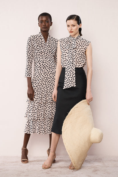 ROSA SPOT GEORGETTE WRAP TOP