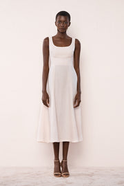 ROSA LINEN SQUARE NECK MIDI DRESS