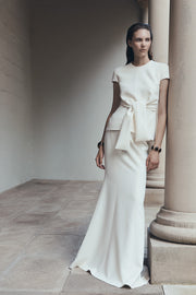 IVORY CREPE CAP SLEEVE TIE TOP