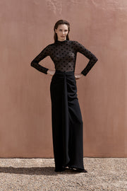 BLACK MESH SPOT CONTRAST GOWN