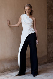 BLACK CREPE HIGH WAISTED WIDE LEG PANT