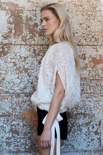 IVORY ONDA TIE WAIST TOP