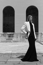 IVORY CREPE SHAWL COLLAR JACKET