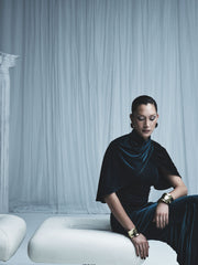 HUNTER GREEN VELVET WRAP NECK TOP