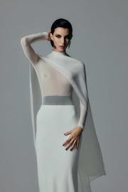 IVORY CREPE BIAS SKIRT
