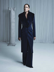 BRIGHT NAVY TIPPED FUR STOLE