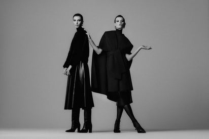 BLACK FAUX LEATHER FLARED SKIRT