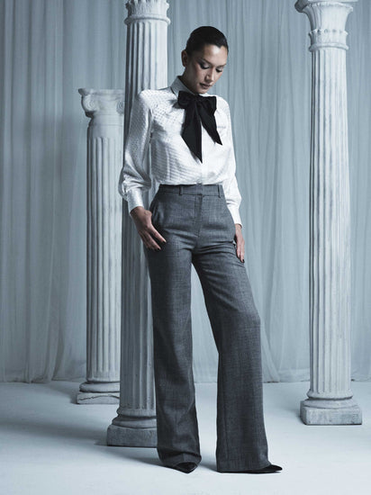 WHITE JACQUARD SPOT CONTRAST SCARF TOP