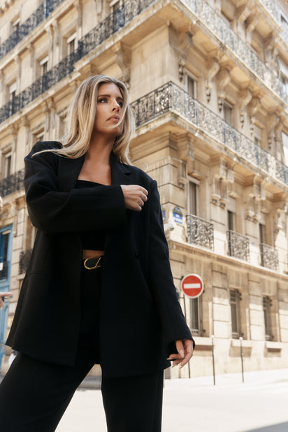 BLACK CREPE OVERSIZED JACKET