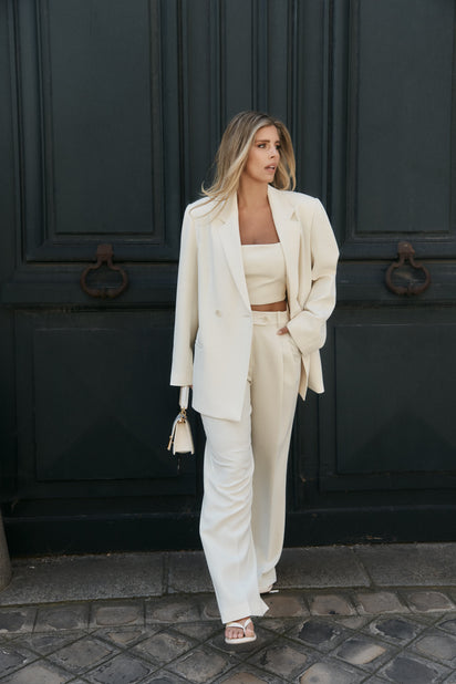 IVORY CREPE WIDE LEG PANT