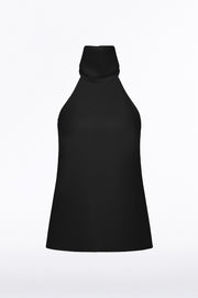 BLACK CREPE HALTER TOP