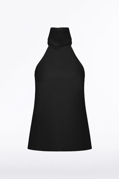 BLACK CREPE HALTER TOP