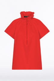 SCARLATTO TAFFETA RUFFLE BLOUSE