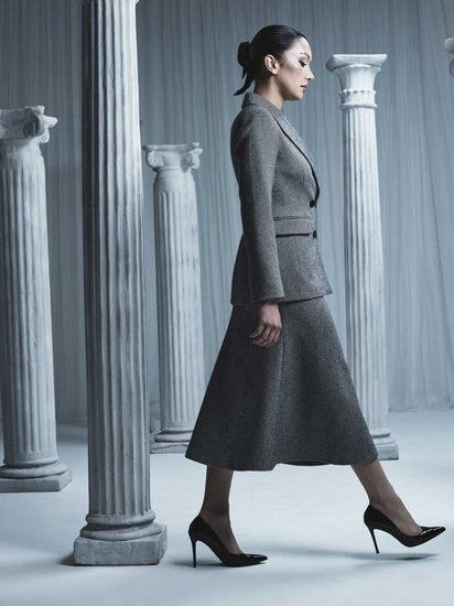 TWILL COATING FLARE SKIRT