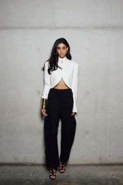 BLACK CREPE PETAL PANT