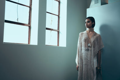 IVORY DRAPED LOMBARDIA VISCOSE GEORGETTE WRAP