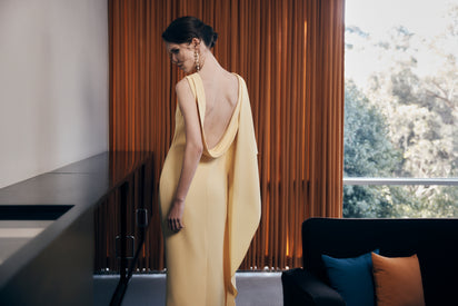 POLLEN CREPE COWL BACK GOWN