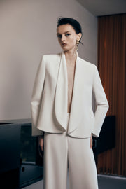 WHITE SHAWL COLLAR JACKET