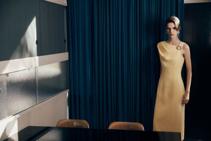 POLLEN CREPE LEAF MIDI DRESS