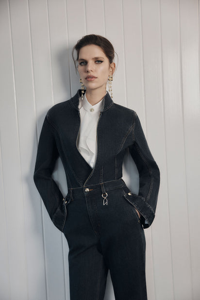 DARK INDIGO BOOTLEG DENIM JEANS