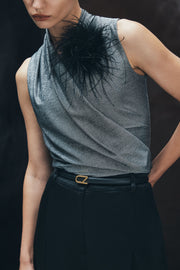 BLACK FEATHER BROOCH
