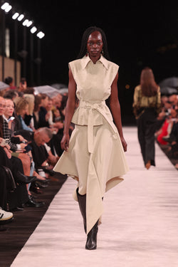 BONE LUXE COTTON DRILL SLEEVELESS TRENCH
