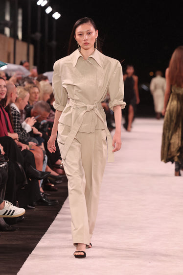 BONE LUXE COTTON DRILL SHORT TRENCH COAT