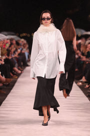 WHITE COTTON SHIRTING BIB FRONT SHIRT