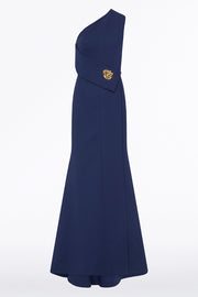SAPPHIRE CREPE PIEGATO GOWN