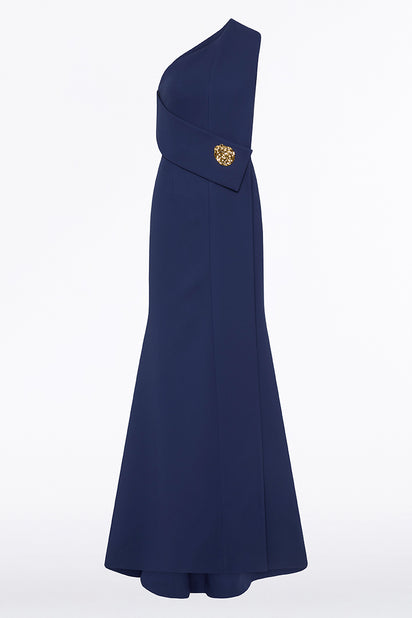 SAPPHIRE CREPE PIEGATO GOWN