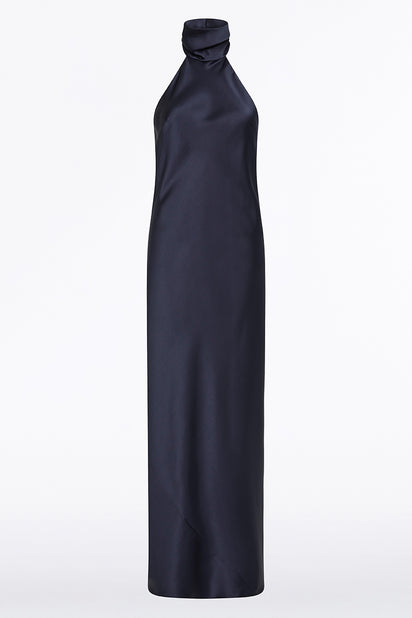 MIDNIGHT SATIN BIAS DRESS