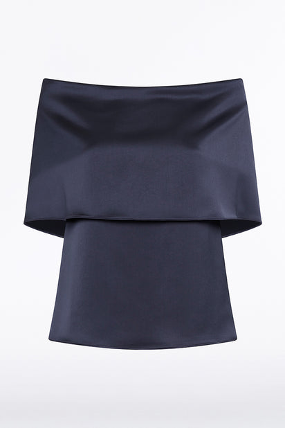 MIDNIGHT SATIN OFF SHOULDER TOP