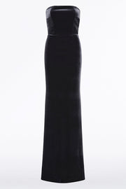 MIDNIGHT VELVET STRAPLESS GOWN