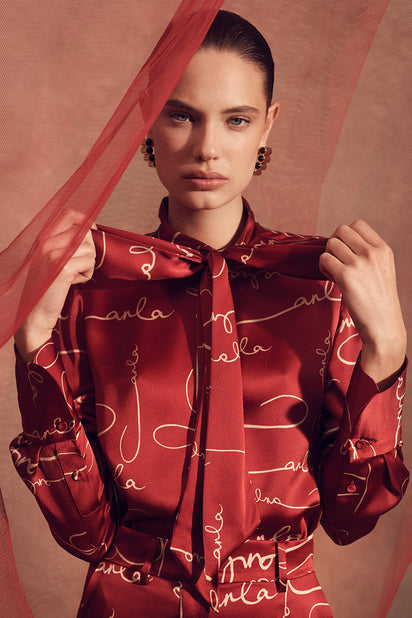 SHIRAZ SIGNATURE SILK TIE SHIRT